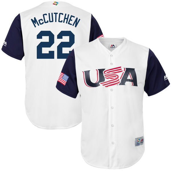 customized Men USA Baseball #22 Andrew McCutchen Majestic White 2017 World Baseball Classic Replica Jersey